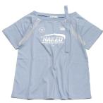 セール 「60%OFF」 半袖Tシャツ "アルジー" ゲームワンショルダーTシャツ サックス(SS)