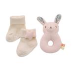  baby смешанные товары * bib " Ocean &amp; ground " La stella/la Stella / животное погремушка & носки подарок BOX комплект розовый (PK)