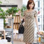 ワンピース レディース 半袖 夏 ケリーYライン メビウスリング opj5-070001 きれいめ 30代 40代 50代 60代 着やせ 上品 大きいサイズ 膝丈 春秋