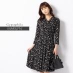 ワンピース レディース マリリン リング ジプソフィラ opl4-050001 きれいめ 30代 40代 50代 60代 着やせ 上品 大きいサイズ 膝丈 七分袖 春秋