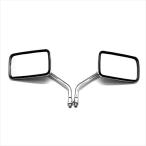 FJmark バイクミラー メッキ スクエア サイド 四角 汎用 ロング 正ネジ 10mm M10 左右セット 2個 360度回転 折り畳み 大