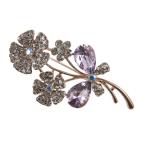 Yahoo! Yahoo!ショッピング(ヤフー ショッピング)ブローチ スカーフ留め フラワー 花束 リボン キラキラ ビジュー パープル レディース mimosa