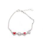 Yahoo! Yahoo!ショッピング(ヤフー ショッピング)ブレスレット レディース キラキラ シルバー ハート ラインストーン レッド mimosa