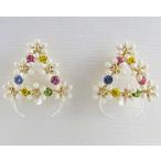 Yahoo! Yahoo!ショッピング(ヤフー ショッピング)ピアス 正三角形 トライアングル 花 フラワー カラーラインストーン ゴールド 華やか ご褒美 プレゼント 誕生日 ギフト お祝い レディース mimosa