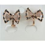 Yahoo! Yahoo!ショッピング(ヤフー ショッピング)イヤリング レディース リボン ビジュー ピンクゴールド シルバー ブラック mimosa