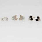 Yahoo! Yahoo!ショッピング(ヤフー ショッピング)トリプルピアス リボン ビジュー ブラック ゴールド 人気 お得セット アレンジ プレゼント 誕生日 お祝い mimosa