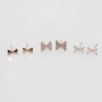 Yahoo! Yahoo!ショッピング(ヤフー ショッピング)トリプルピアス リボン キラキラ ビジュー お得 ゴールド mimosa