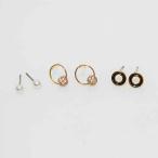 Yahoo! Yahoo!ショッピング(ヤフー ショッピング)トリプルピアス ビジュー キラキラ ゴールド サークル パール 6点セット プレゼント mimosa