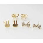 Yahoo! Yahoo!ショッピング(ヤフー ショッピング)トリプルピアス うさぎ リボン 結び パール お得な6点セット アレンジOK プレゼント 誕生日 ギフト お祝い mimosa