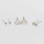 Yahoo! Yahoo!ショッピング(ヤフー ショッピング)トリプルピアス 扇 パヴェ キラキラ 1粒ビジュー スタッド シルバー お得 6点セット アレンジOK プレゼント 誕生日 お祝い mimosa