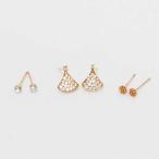 Yahoo! Yahoo!ショッピング(ヤフー ショッピング)トリプルピアス 扇 パヴェ キラキラ 1粒ビジュー スタッド ゴールド お得 6点セット アレンジOK プレゼント 誕生日 お祝い mimosa