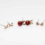 Yahoo! Yahoo!ショッピング(ヤフー ショッピング)トリプルピアス ウサギ ラビット 赤玉 リボン キラキラ ハート ゴールド ラインストーン お得 6点セット アレンジOK プレゼント 誕生日 お祝い mimosa