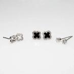 Yahoo! Yahoo!ショッピング(ヤフー ショッピング)トリプルピアス クローバー 四つ葉 １粒ビジュー キラキラ ラインストーン パヴェ お得 6点セット アレンジOK プレゼント 誕生日 お祝い mimosa