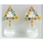 Yahoo! Yahoo!ショッピング(ヤフー ショッピング)ピアス フラワー 花 トライアングル 正三角形 ラインストーン パール  ミルキーカラー ご褒美 プレゼント 誕生日 ギフト お祝い レディース mimosa