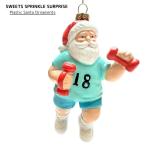 ダンベルサンタのオーナメント｜ユニークな筋トレサンタ飾り プラスチック製