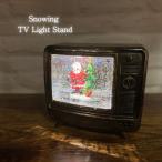 レトロテレビ型 クリスマスライト｜8曲ミュージック内蔵 USB・電池対応 スノードーム風インテリア