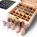 ショッピングオーナメント 25個鉱石標本 鉱物標本 岩石標本 天然石 コレクションセットガラスカバー 鉱石 防塵 置物 オーナメント 展示 標本ボックス テーブル コレクショ