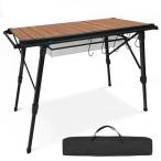 「次世代 組立不要IGTテーブル 」 アウトドアテーブル キャンプテーブル 折り畳み 高さ43〜66cm調節可能 吊り下げ用サイドレール付き アルミ