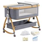 GDWD ベビーベッド baby bed ベビーベッド 添い寝 ゆりかご 新生児ベッド 折りたたみベビーベッド 高さ6段調節可能 なポータブル移動式