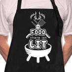 Rosoz Funny BBQ Black Chef Aprons for Men, The Food Here is Lit, Adjustable Kitchen Cooking Aprons with Pocket Waterproof Oil Proof Father