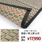 【メーカー直送品】国産柄い草風上敷き 山月 本間 3帖 約191×286cm 日本製  抗カビ 消臭 国産い草100％ カーペット ラグ h42337
