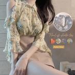 花柄ブラウスプチハイネックオフショルダー【ゆうパケット可】