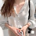 ドット柄ブラウスレディースシャツ