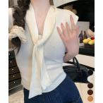 ボウタイサマーニット Vネックトップス【ネコポス投函】