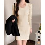 ショッピングニットワンピ リブニットワンピース タイトワンピース