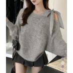 ラメシャギーニットオフショルダートップス