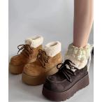 ショッピングもこもこ 厚底ムートンブーツもこもこショートブーツ