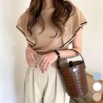 ラッフルスリーブ サマーニット 韓国夏服【在庫限り】売り尽くしセール【ネコポス投函】