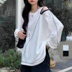 ロングtシャツ カットソー 春秋冬 無地【在庫限り】売り尽くしセール【ネコポス投函】
