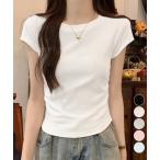 サイドギャザーtシャツ 半袖トップス夏服【ネコポス投函】