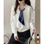 ボウタイニットトップス きれいめ 秋冬服【ネコポス投函】