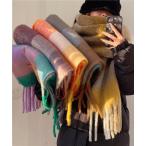 カシミヤ風マフラーチェック柄 大判 厚手