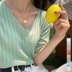 リブニット トップス レディースニットｔ【ネコポス投函】
