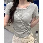 ワンポイントリボンTシャツレース配色半袖【ネコポス投函】