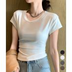 サイドギャザーtシャツ半袖トップス韓国風【ネコポス投函】