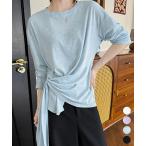 Tシャツ アシメデザイン 長袖 透け感夏【ネコポス投函】