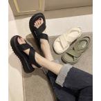 ショッピング厚底 サンダル 厚底サンダル クロスベルト 韓国 夏靴爆買