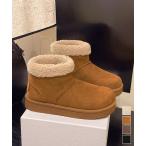 ムートンブーツ 厚底無地 ショートブーツ