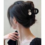 バンスクリップ 小さめ リボン パール