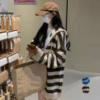 ボーダー柄ニットカーディガン 韓国羽織り【在庫限り】売り尽くしセール