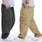 カーゴパンツ大きいサイズメンズストレートパンツミリタリーワークパンツスウェットパンツボトムス無地