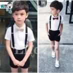 フォーマル男の子夏3点セットシャツセットアップ半袖子供服男児リボン半ズボンハーフパンツ演出服結婚式入学式卒園式卒業式発表会ピアノ演奏