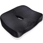 KYH クッション 低反発 座布団 座り心地 オフィス クッション 椅子 通気性 滑り止め 洗えるカバー ブラック