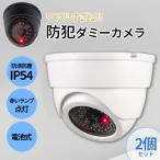 ダミーカメラ ドーム型 2個セット 防犯 防犯グッズ 屋内 屋外 監視カメラ ダミー 防犯カメラ 偽物 偽 電池式 セキュリティ 対策 壁付け 屋根
