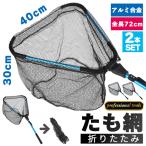 たも網 2個セット タモ網 玉網 折り畳み式 釣りネット すくい網 ランディングネット 軽量 ラバーコーティングネット 淡水 海たも網 タモ網 玉網