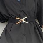 即納 トライアングルバックル ベルト バンド ウエスト トップス スチールバックル ゴムベルト エレガント ウエストメイク 伸縮 サッシュベルト ウエストゴム